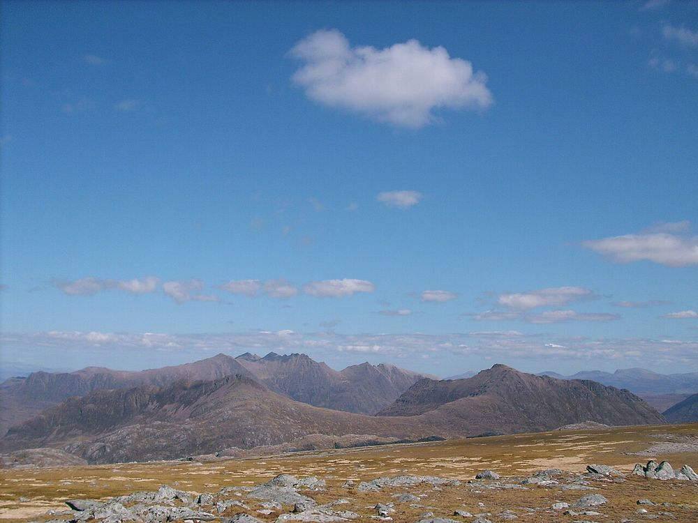 Open moorland below the mountains of Wester Ross in the Scottish Highlands